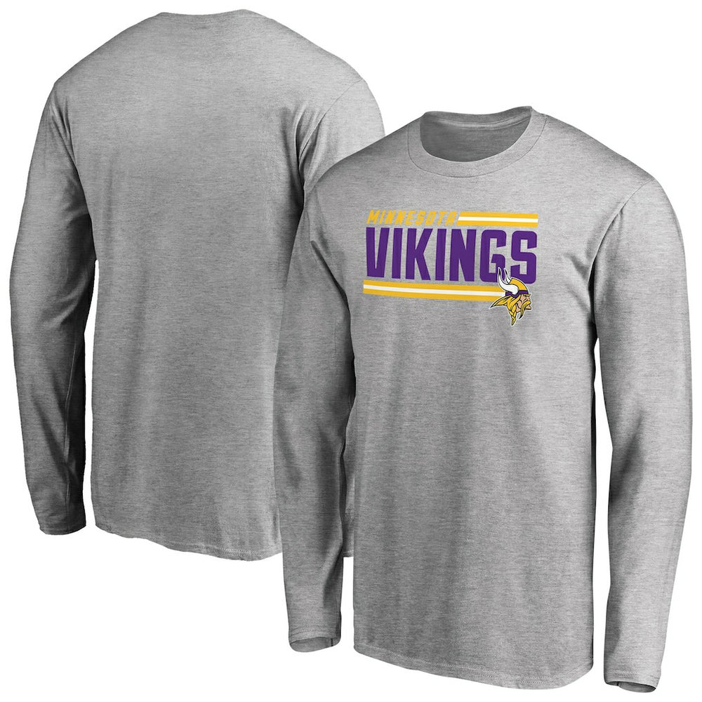 Minnesota Vikings Iconic Collection On Side Stripe Long Sleeve T-Shirt Ash
