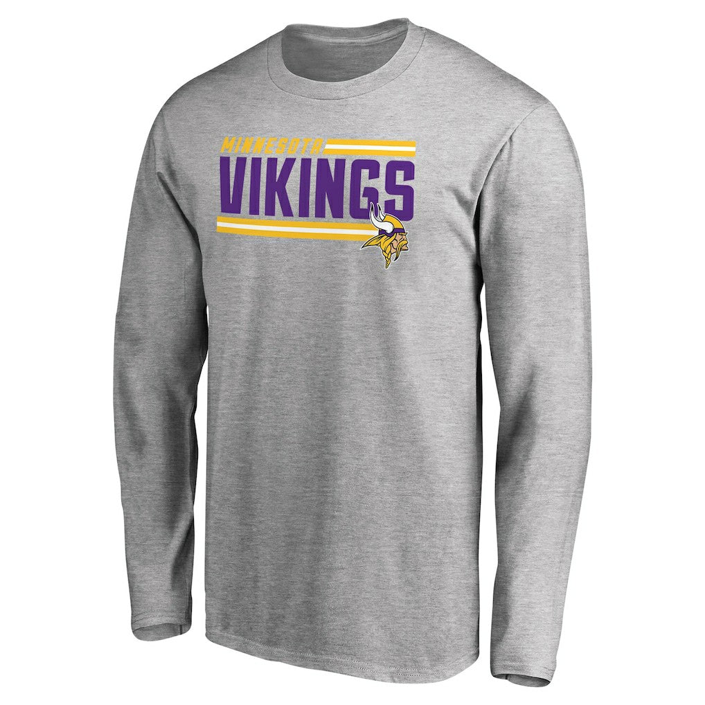 Minnesota Vikings Iconic Collection On Side Stripe Long Sleeve T-Shirt Ash