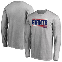 New York Giants Iconic Collection On Side Stripe Long Sleeve T-Shirt Ash