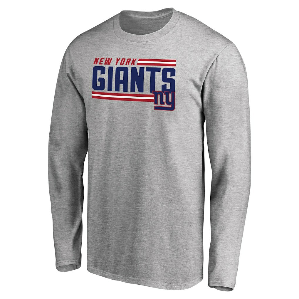 New York Giants Iconic Collection On Side Stripe Long Sleeve T-Shirt Ash