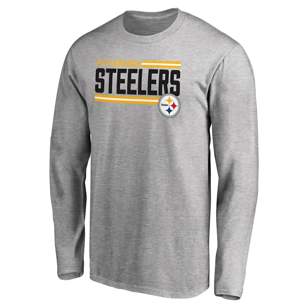 Pittsburgh Steelers Iconic Collection On Side Stripe Long Sleeve T-Shirt Ash