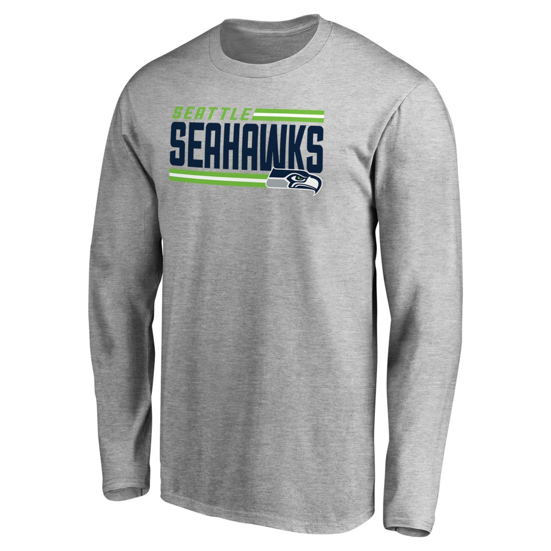 Seattle Seahawks Iconic Collection On Side Stripe Long Sleeve T-Shirt Ash