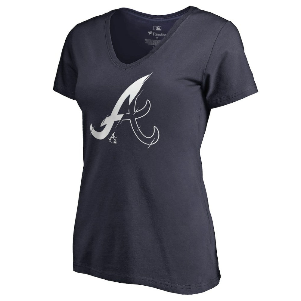 Atlanta Braves Women's X-Ray V-Neck T-Shirt - Navy T-shirts