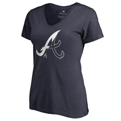 Atlanta Braves Women's X-Ray V-Neck T-Shirt - Navy T-shirts