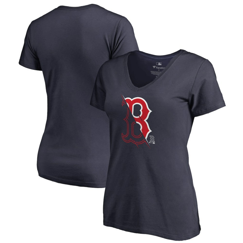 Boston Red Sox Women's X-Ray V-Neck T-Shirt - Navy T-shirts