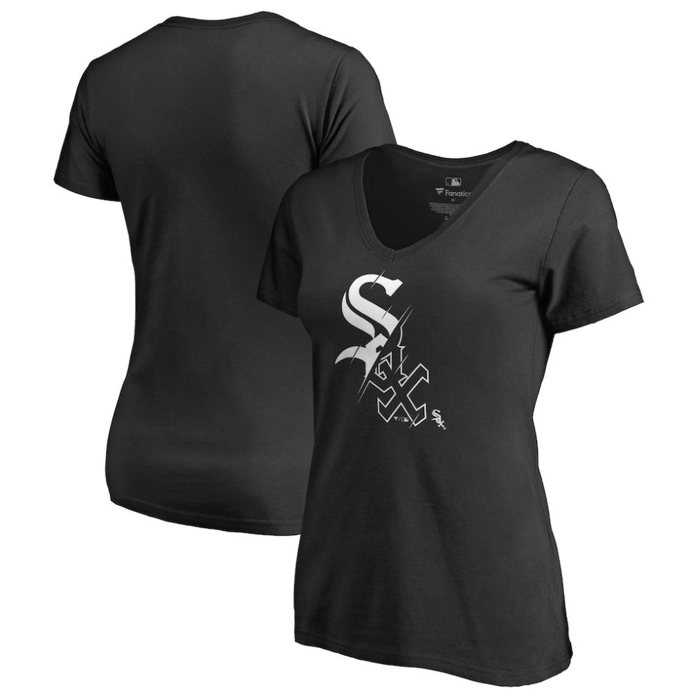 Chicago White Sox Women's X-Ray V-Neck T-Shirt - Black T-shirts