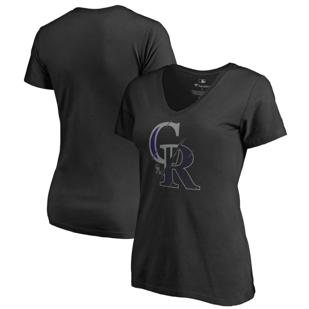 Colorado Rockies Women's X-Ray V-Neck T-Shirt - Black T-shirts