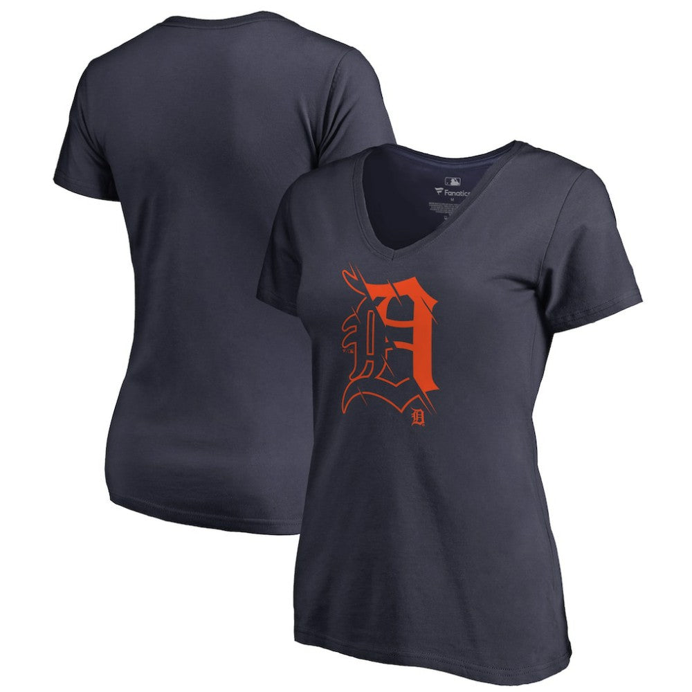 Detroit Tigers Women's X-Ray V-Neck T-Shirt - Navy T-shirts