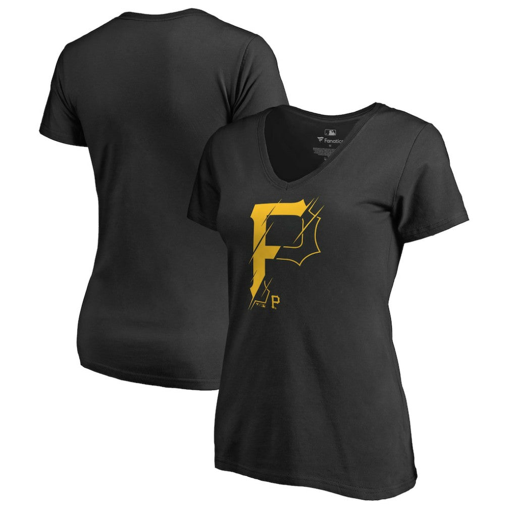 Pittsburgh Pirates Women's X-Ray V-Neck T-Shirt - Black T-shirts
