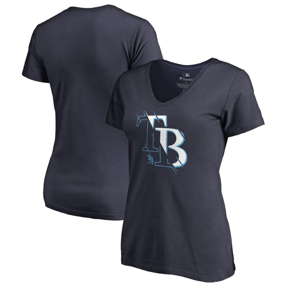Tampa Bay Rays Women's X-Ray V-Neck T-Shirt - Navy T-shirts