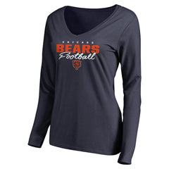 Chicago Bears Women's Iconic Collection Script Assist Long Sleeve V-Neck T-Shirt Navy