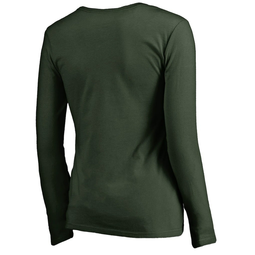Green Bay Packers Women's Iconic Collection Script Assist Long Sleeve V-Neck T-Shirt Green