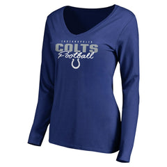 Indianapolis Colts Women's Iconic Collection Script Assist Long Sleeve V-Neck T-Shirt Royal