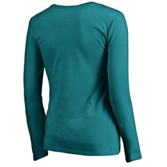 Miami Dolphins Women's Iconic Collection Script Assist Long Sleeve V-Neck T-Shirt Aqua