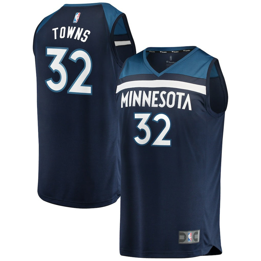 Karl-Anthony Towns Minnesota Timberwolves Fast Break Replica Player Jersey Navy Icon Edition
