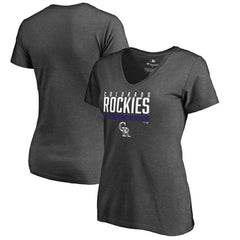 Colorado Rockies Women's Win Stripe V-Neck T-Shirt - Ash T-shirts