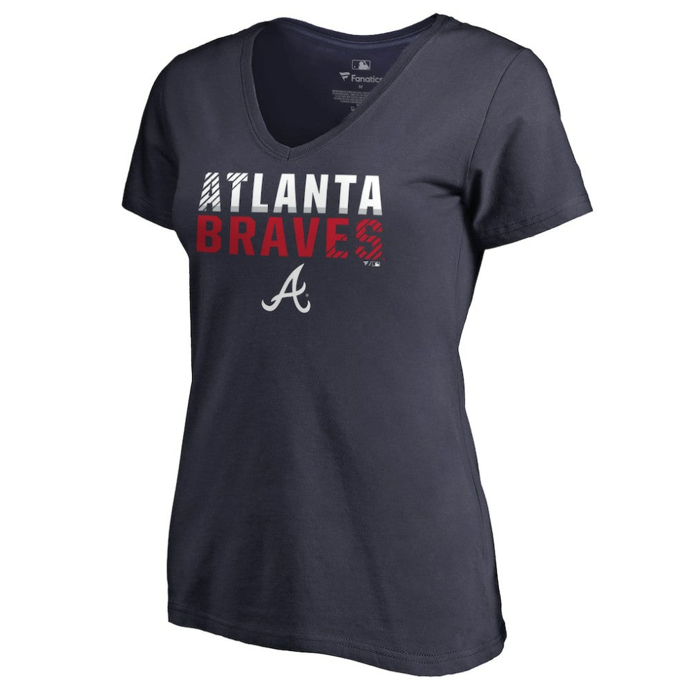Atlanta Braves Women's Fade Out V-Neck T-Shirt - Navy T-shirts