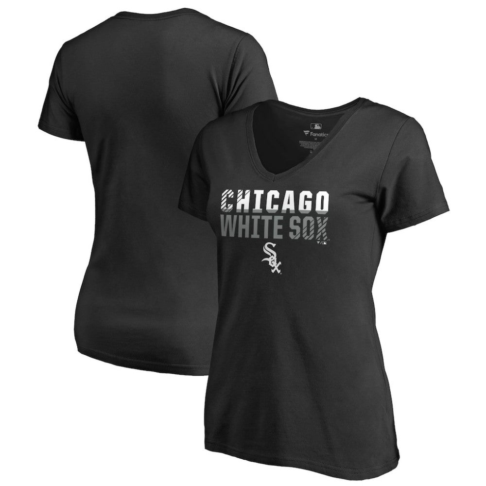 Chicago White Sox Women's Fade Out V-Neck T-Shirt - Black T-shirts