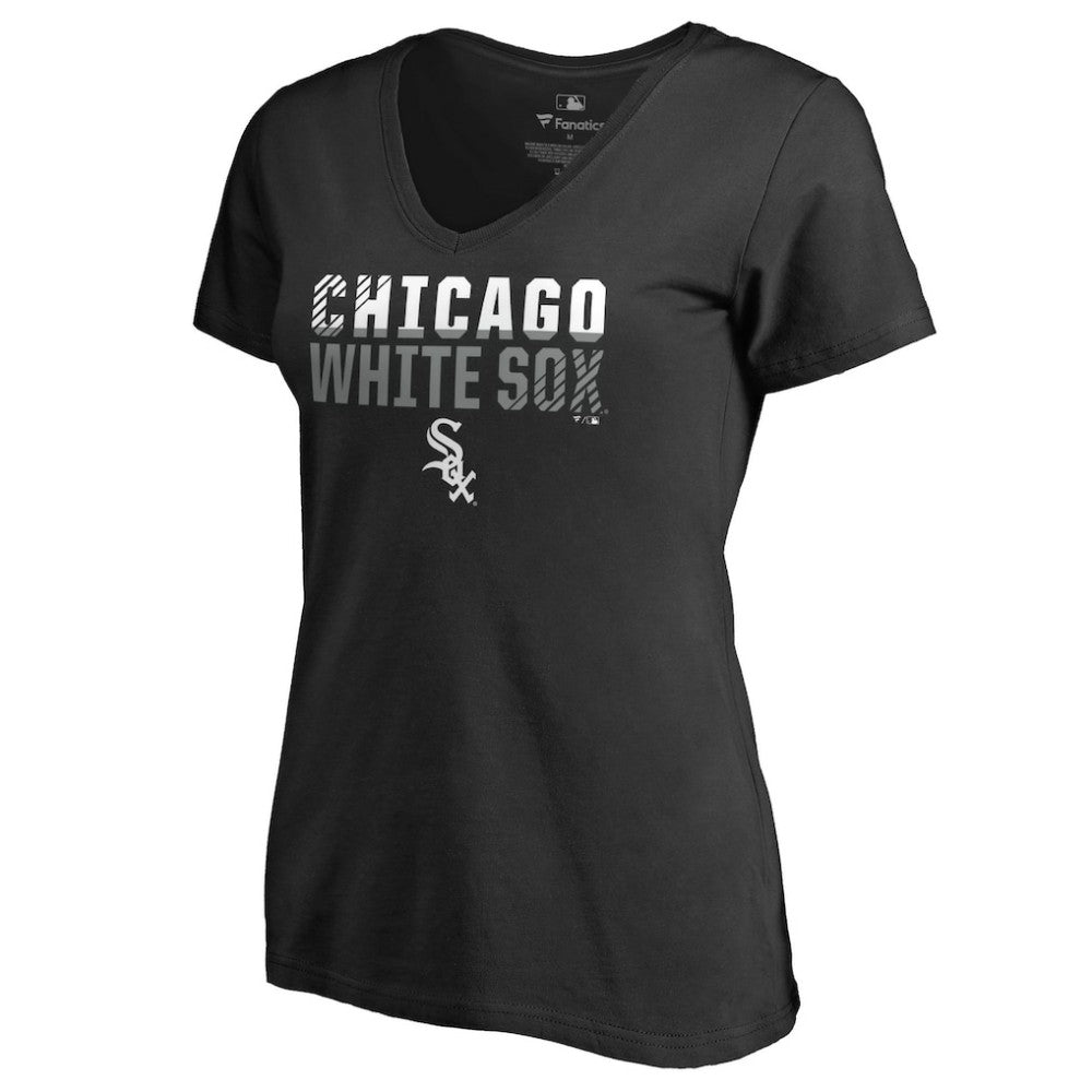 Chicago White Sox Women's Fade Out V-Neck T-Shirt - Black T-shirts