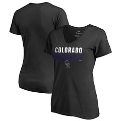 Colorado Rockies Women's Fade Out V-Neck T-Shirt - Black T-shirts