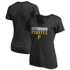 Pittsburgh Pirates Women's Fade Out V-Neck T-Shirt - Black T-shirts