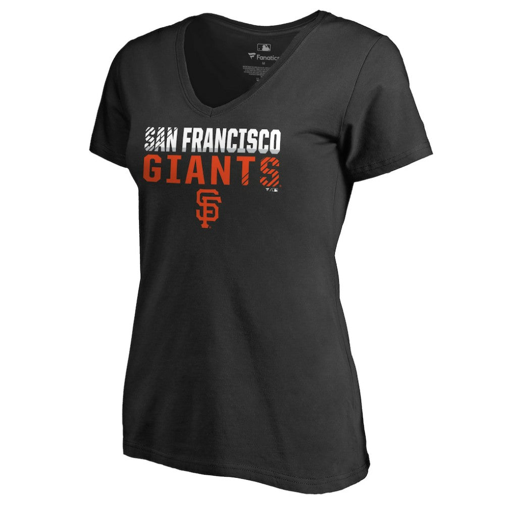 San Francisco Giants Women's Fade Out V-Neck T-Shirt - Black T-shirts