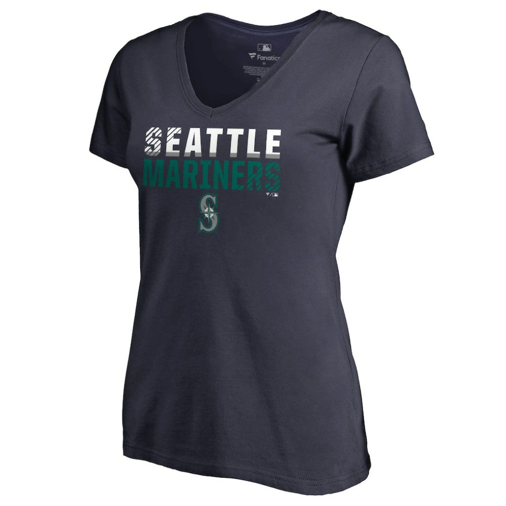 Seattle Mariners Women's Fade Out V-Neck T-Shirt - Navy T-shirts