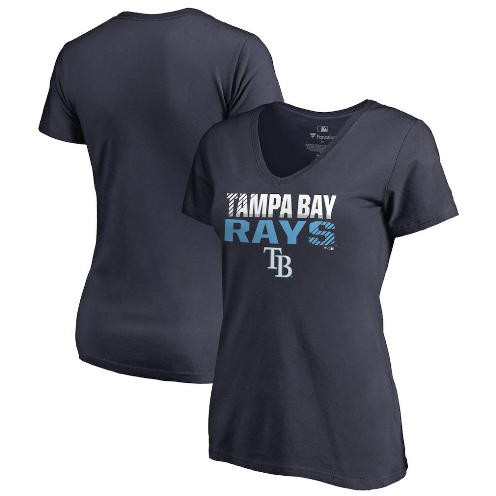 Tampa Bay Rays Women's Fade Out V-Neck T-Shirt - Navy T-shirts