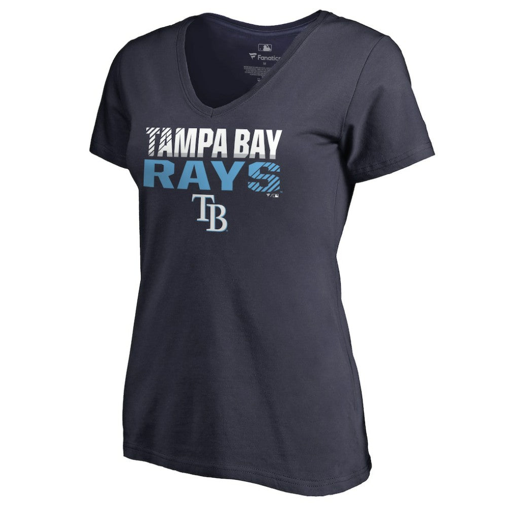 Tampa Bay Rays Women's Fade Out V-Neck T-Shirt - Navy T-shirts