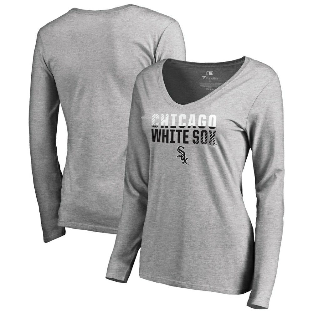 Chicago White Sox Women's Fade Out V-Neck Long Sleeve T-Shirt - Ash T-shirts