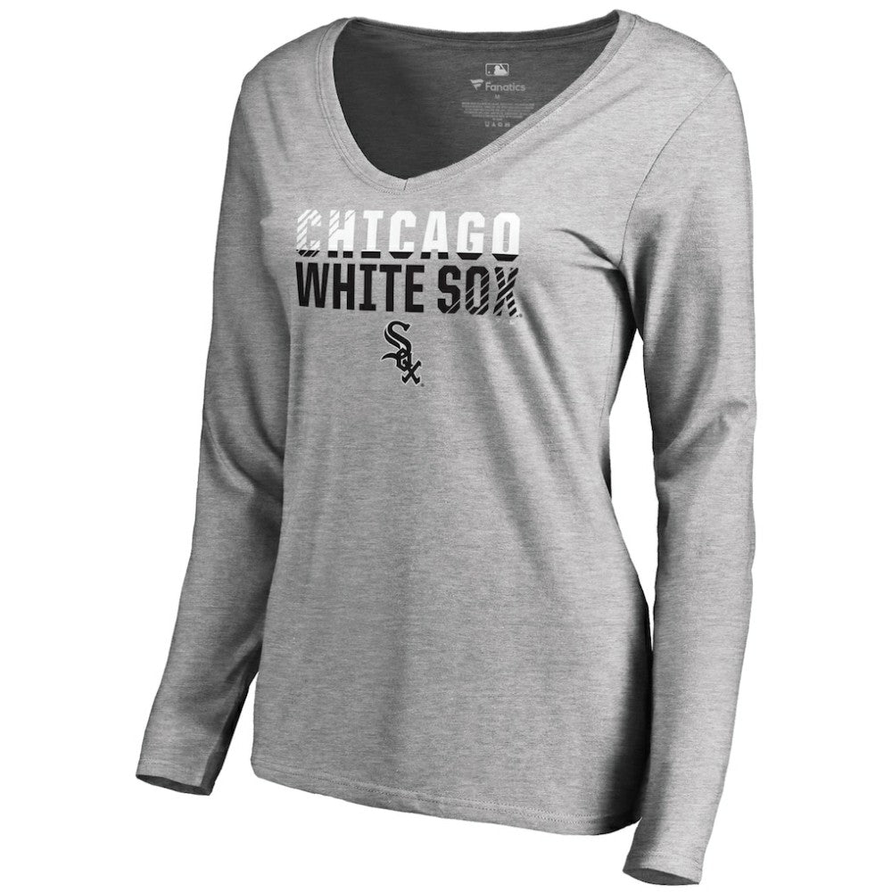 Chicago White Sox Women's Fade Out V-Neck Long Sleeve T-Shirt - Ash T-shirts