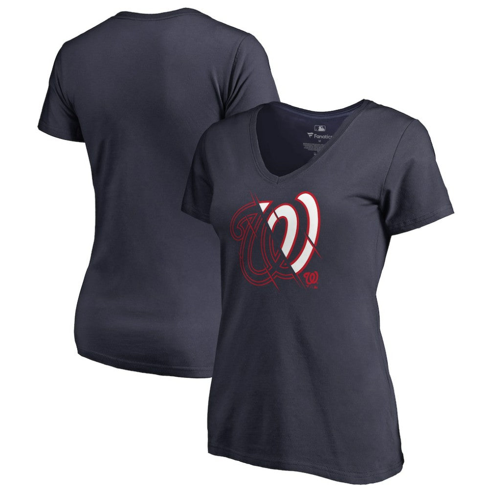 Washington Nationals Women's X-Ray V-Neck T-Shirt - Navy T-shirts
