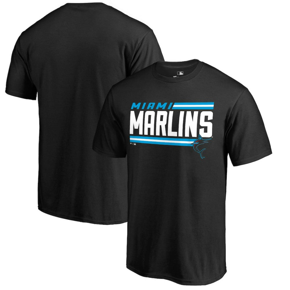 Miami Marlins Onside Stripe T-Shirt - Black T-shirts