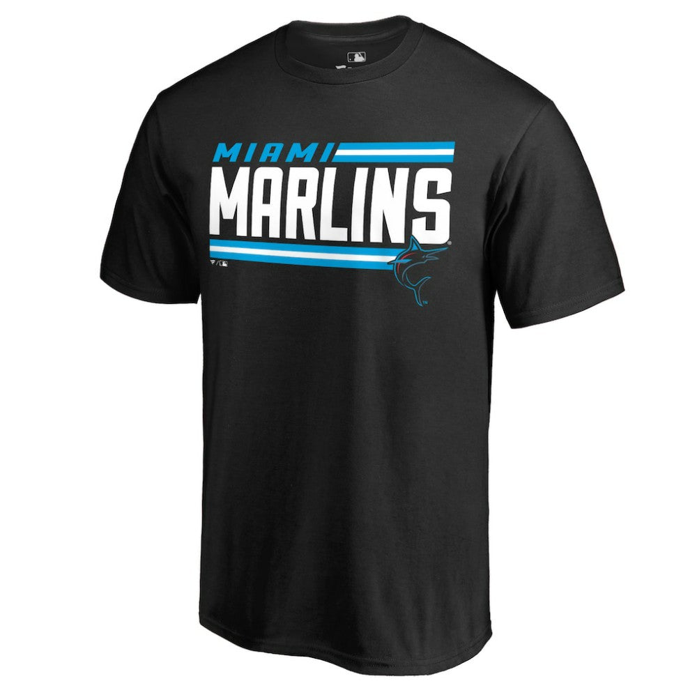 Miami Marlins Onside Stripe T-Shirt - Black T-shirts