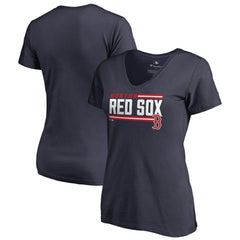 Boston Red Sox Women's Onside Stripe V-Neck T-Shirt - Navy T-shirts