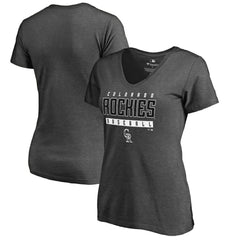 Colorado Rockies Women's Charcoal Stack V-Neck T-Shirt - Ash T-shirts