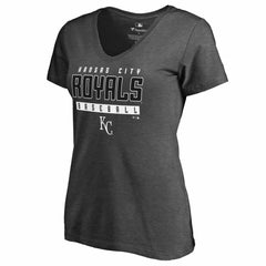 Kansas City Royals Women's Charcoal Stack V-Neck T-Shirt - Ash T-shirts