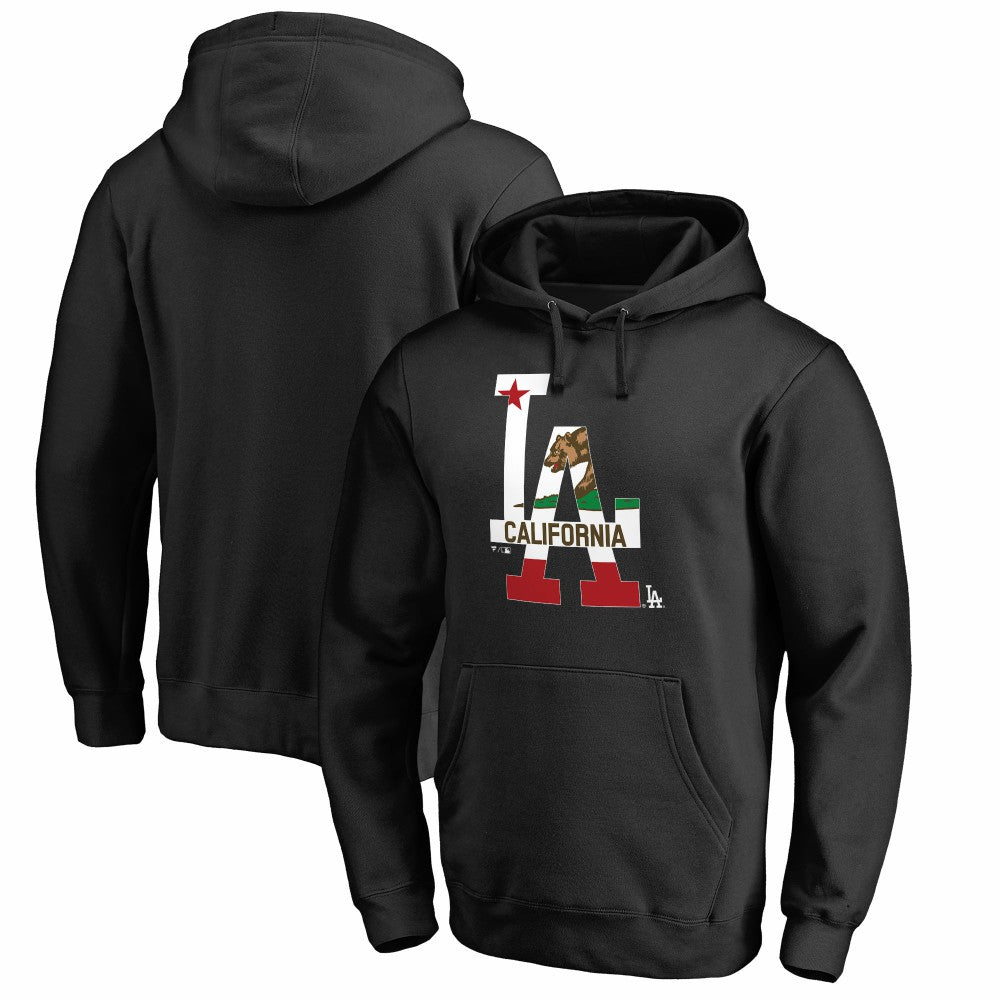 Los Angeles Dodgers Hometown Collection Cali Flag Pullover Hoodie - Black Hoodies