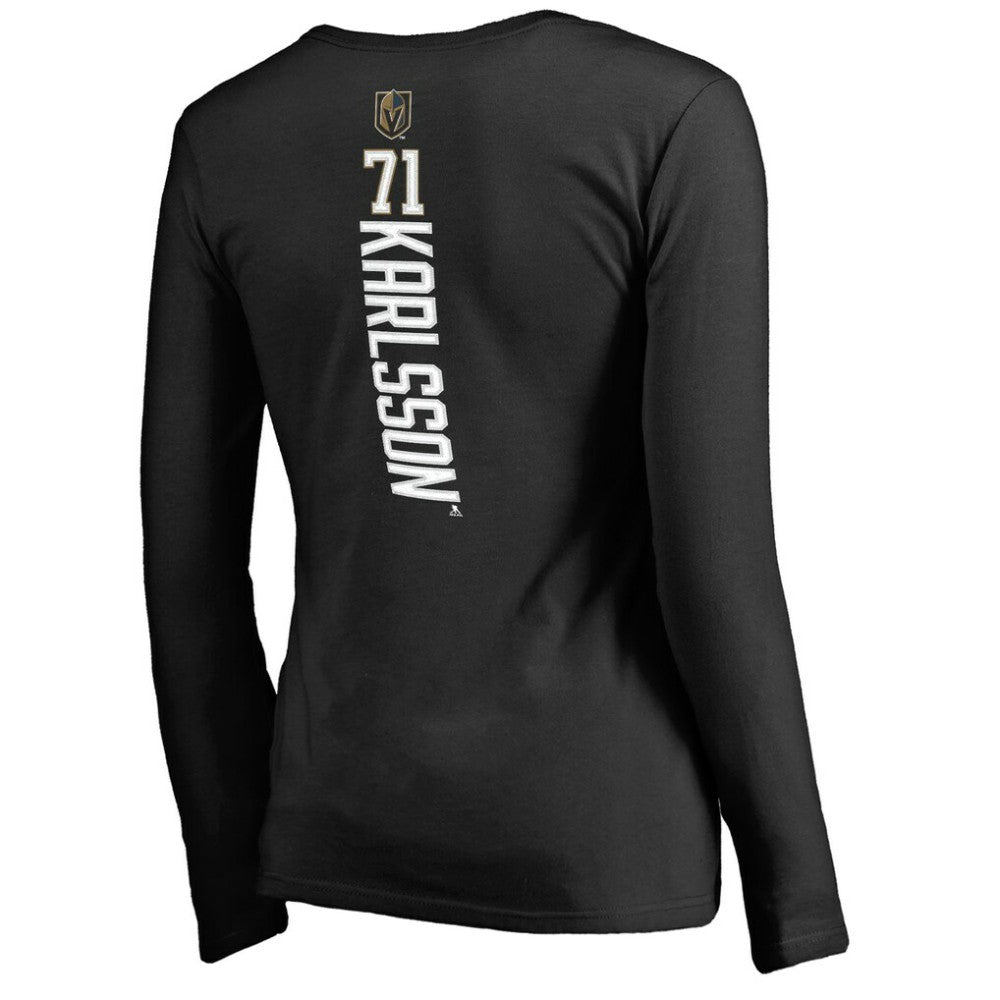 NHL William Karlsson Vegas Golden Knights Women's Backer V-Neck Long Sleeve T-Shirt - Black