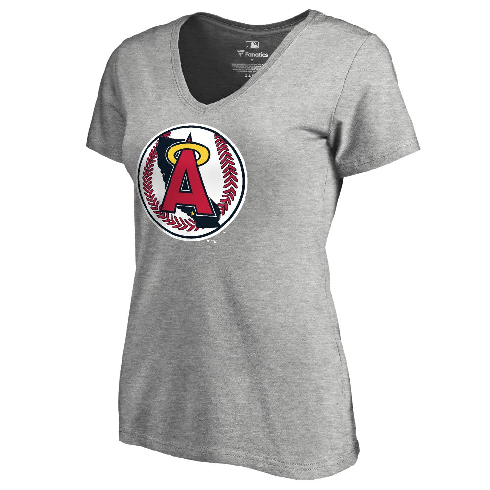 California Angels Women's Cooperstown Collection Vintage Forbes V-Neck T-Shirt - Heathered Gray T-shirts