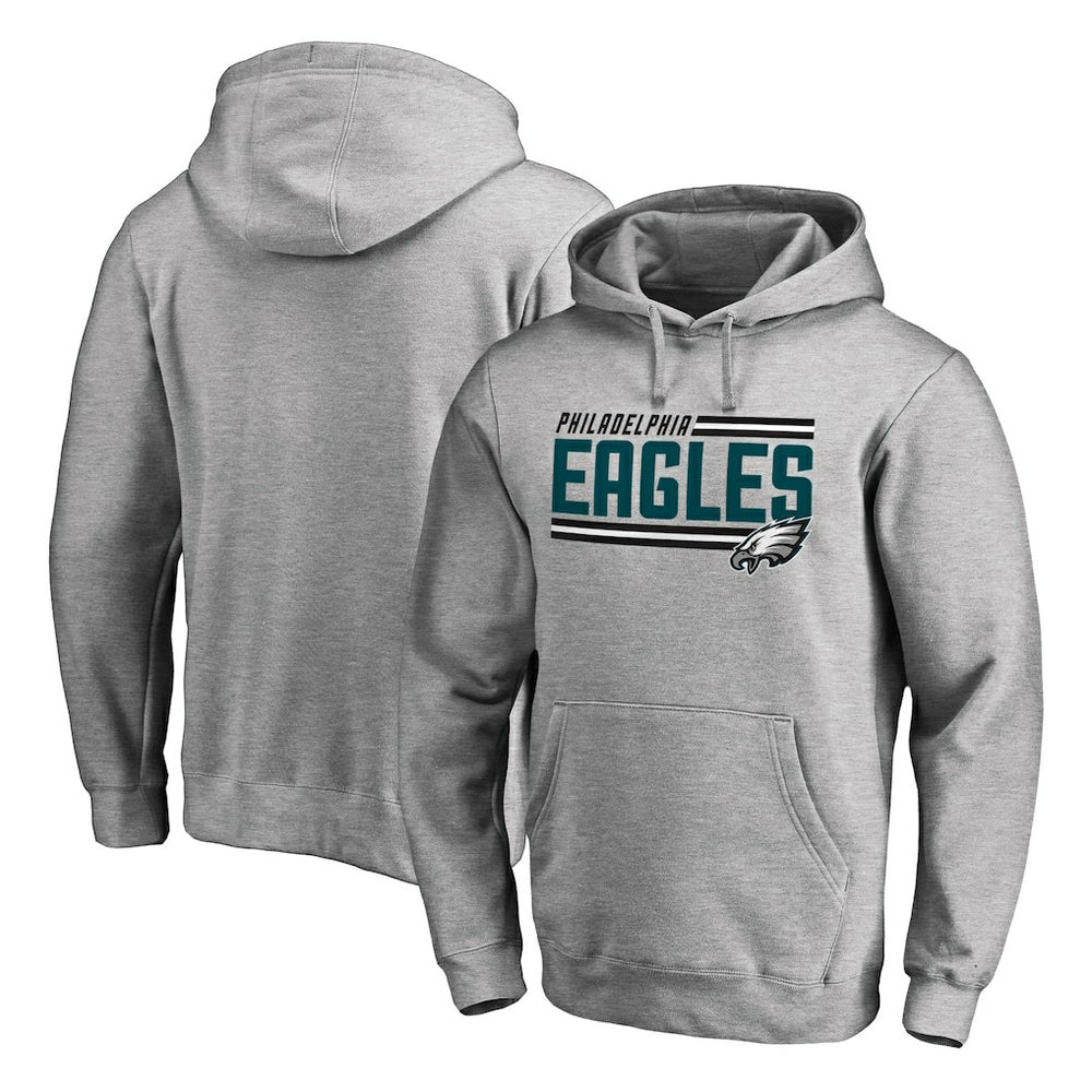 Philadelphia Eagles Iconic Collection Onside Stripe Pullover Hoodie Heathered Gray