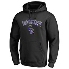Colorado Rockies Team Lockup Fitted Pullover Hoodie - Black Hoodies
