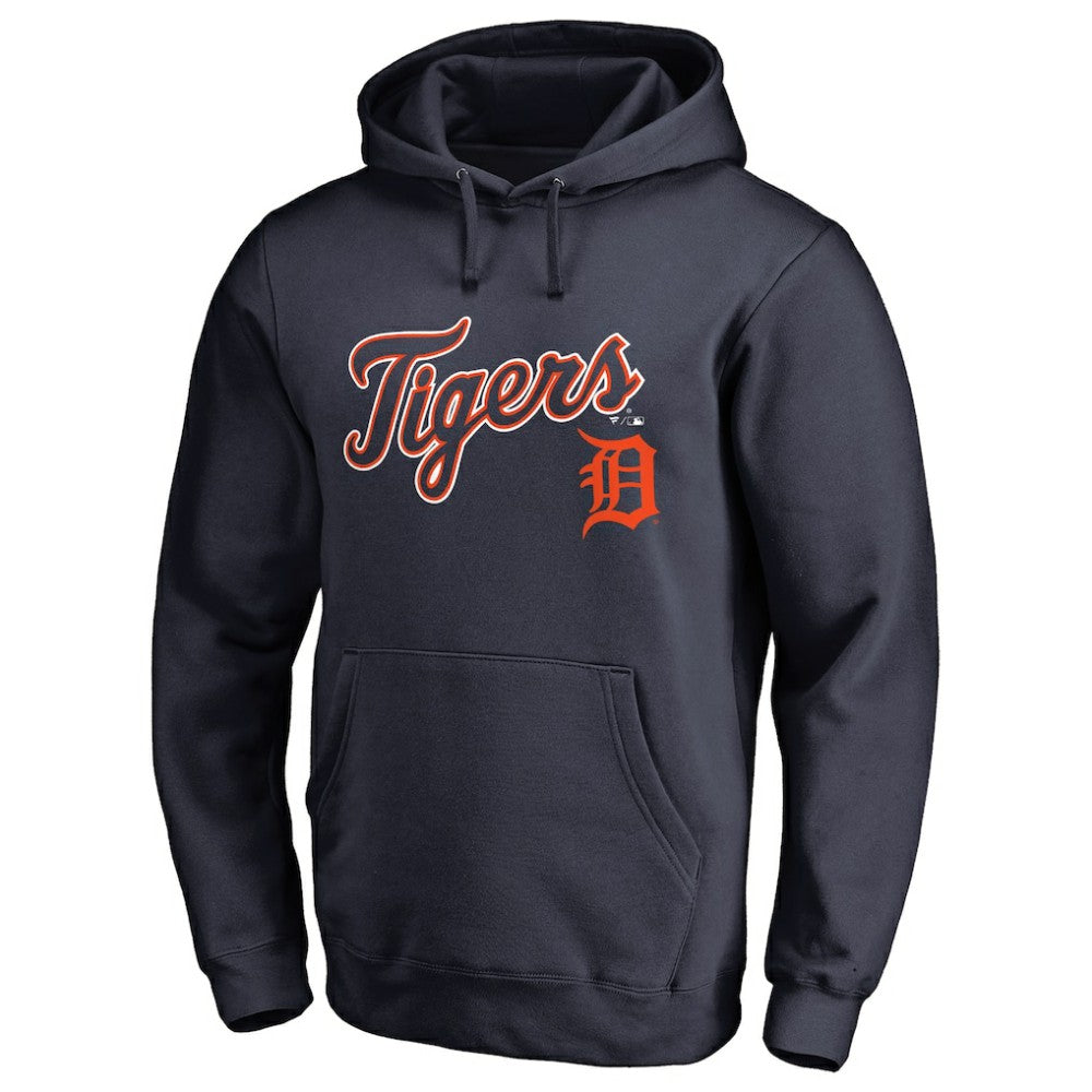Detroit Tigers Team Lockup Fitted Pullover Hoodie - Navy Hoodies