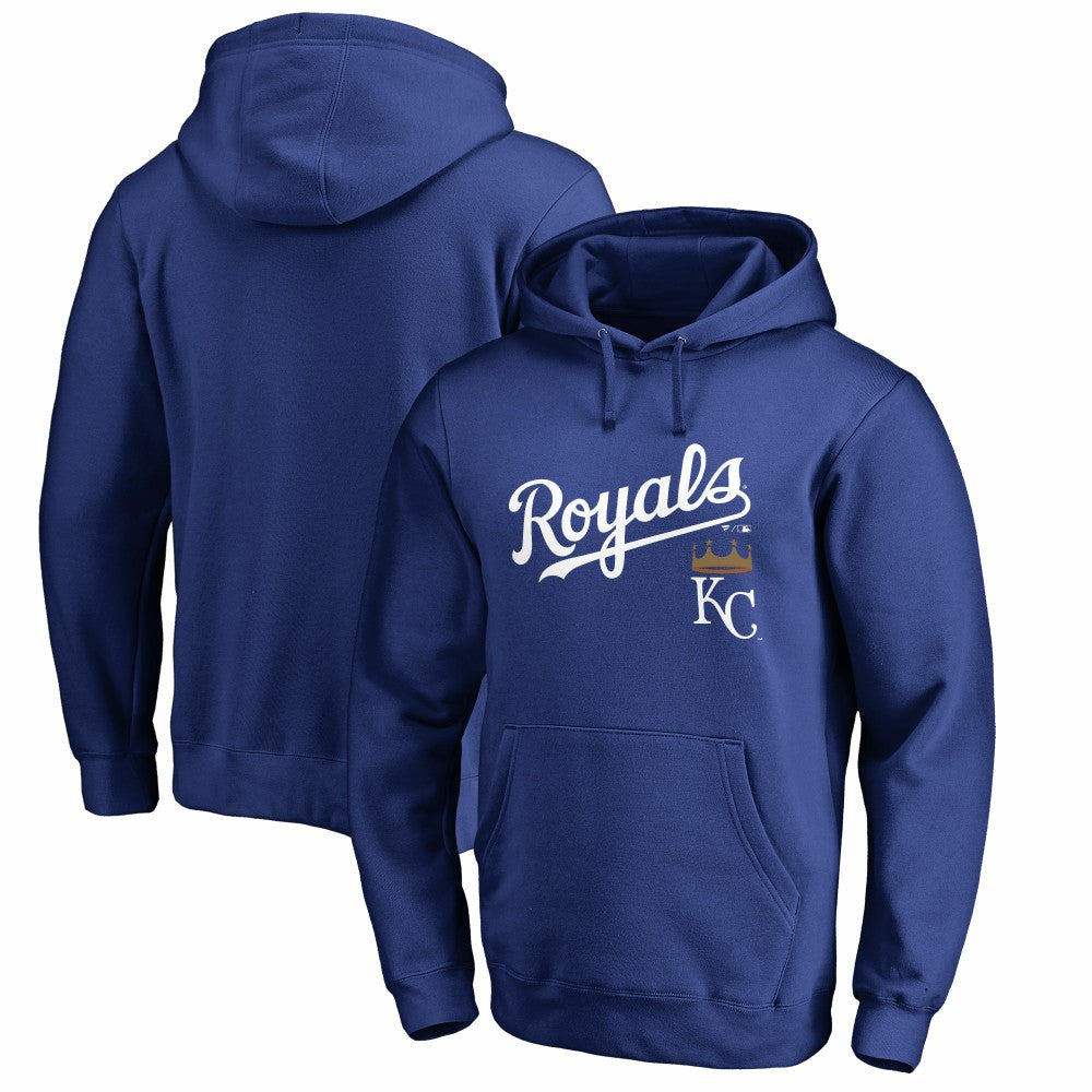Kansas City Royals Team Lockup Fitted Pullover Hoodie - Royal Hoodies