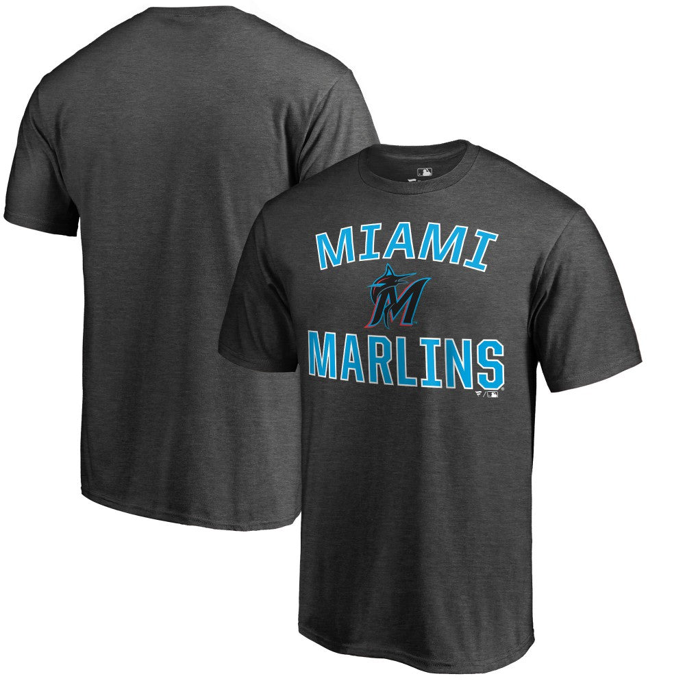 Miami Marlins Core Basics Victory Arch T-Shirt - Heathered Gray T-shirts
