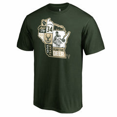 Giannis Antetokounmpo Milwaukee Bucks Player State T-Shirt Hunter Green