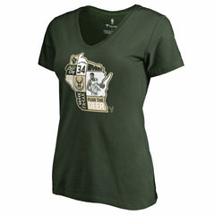 Giannis Antetokounmpo Milwaukee Bucks Women's Player State V-Neck T-Shirt Hunter Green