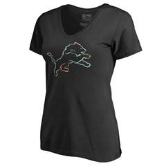 Detroit Lions Women's Lovely V-Neck T-Shirt Black