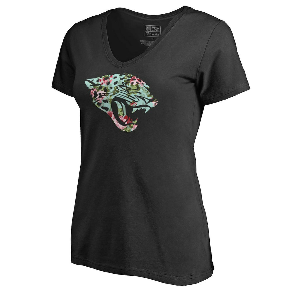 Jacksonville Jaguars Women's Lovely V-Neck T-Shirt Black