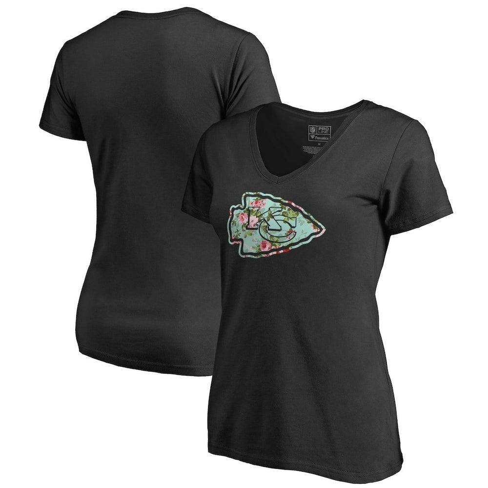 Kansas City Chiefs Women's Lovely V-Neck T-Shirt Black